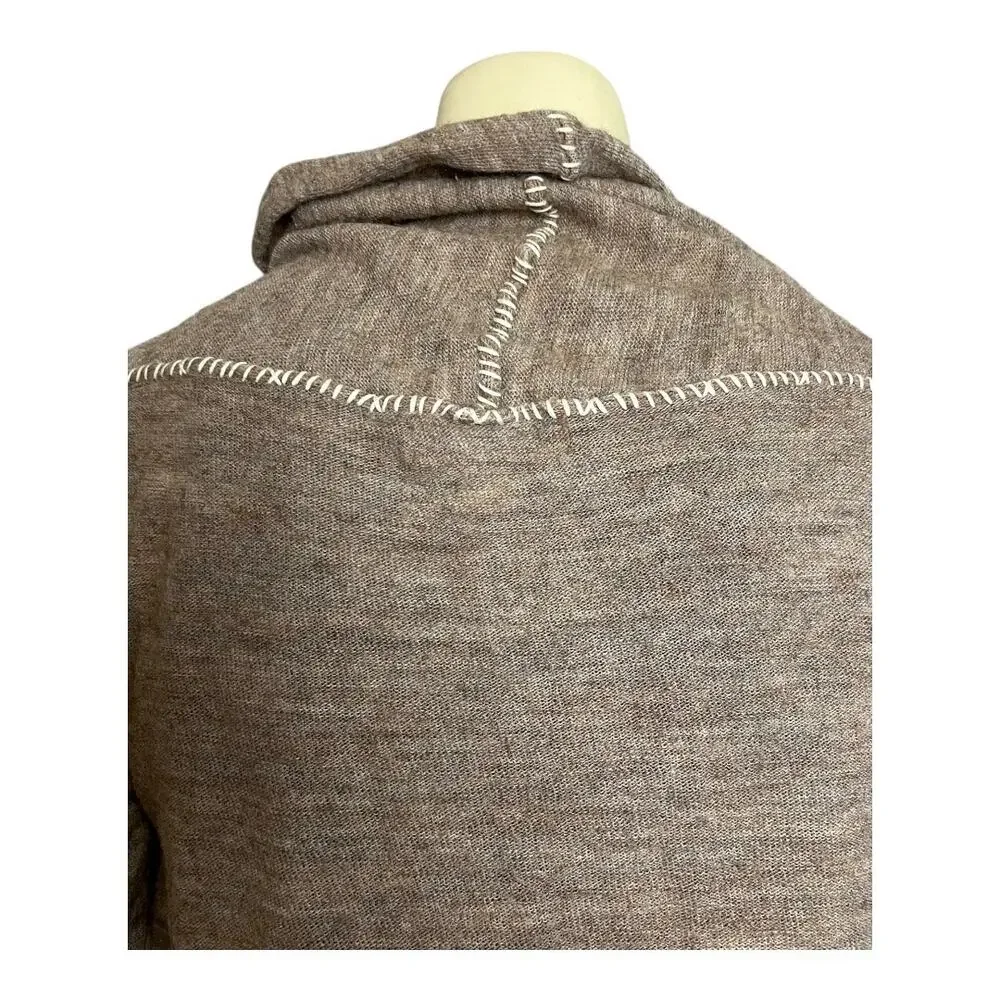 Banana Republic Italian Yarn Cardigan Sweater Tan Open front Alpaca Wool M